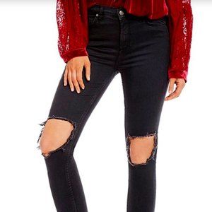 Free People We The Free Busted Skinny Jeans Black